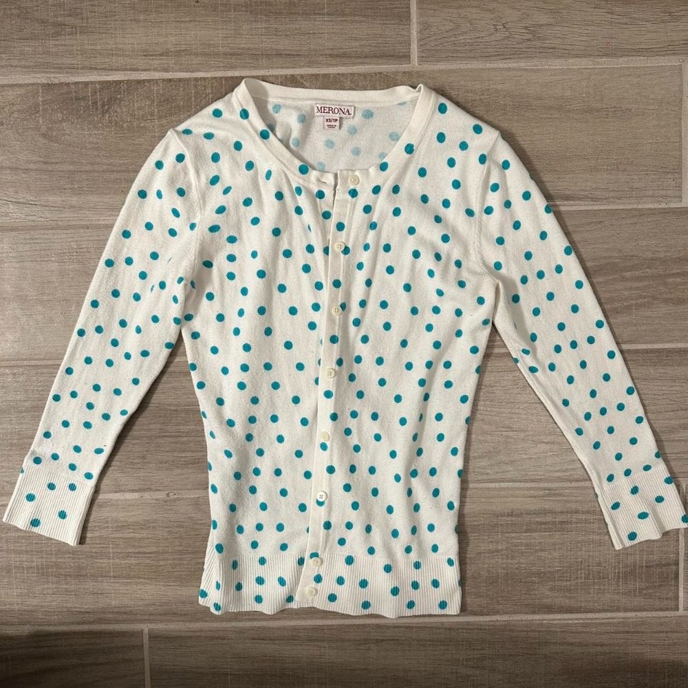 Polka Dot Button Up Knit Cardigan